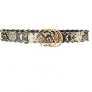 CAbi Snake-Print Serpent Belt M with Stacked Gold Rings & purse